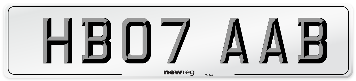 HB07 AAB Number Plate from New Reg